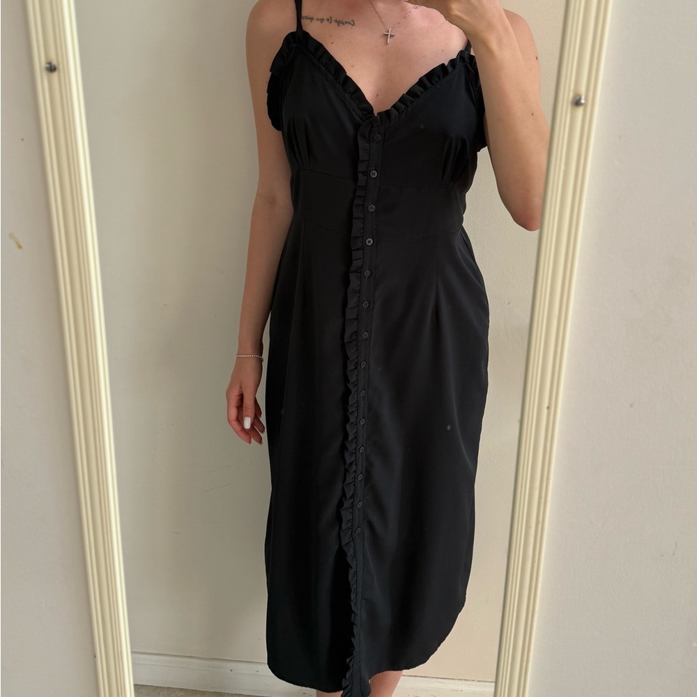 Topshop Black Sleeveless Slip Midi Dress